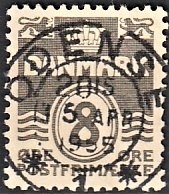 FRIMÆRKER DANMARK | 1933 - AFA 201 - Bølgelinie 8 øre grå - Lux Stemplet